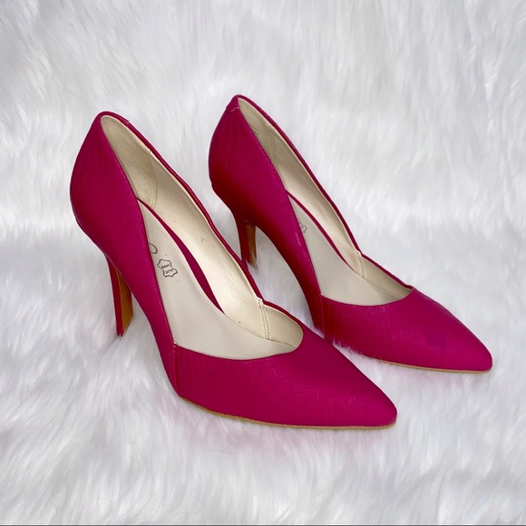 Aldo Pink Snake Embossed Leather Pointed Toe Pump - Picture 2 of 8
